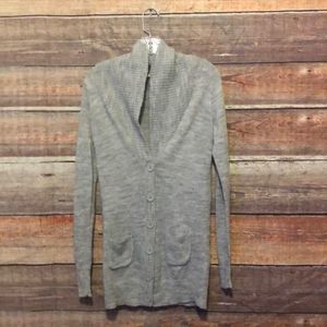 J. Crew Grey Acrylic/Wool Blend Long Line Cardigan XS